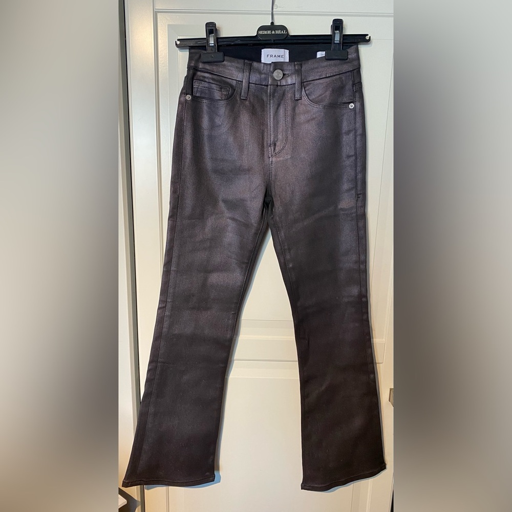 FRAME Le Crop Mini Boot Metal High Rise Kick-Flare Jeans Sz 25